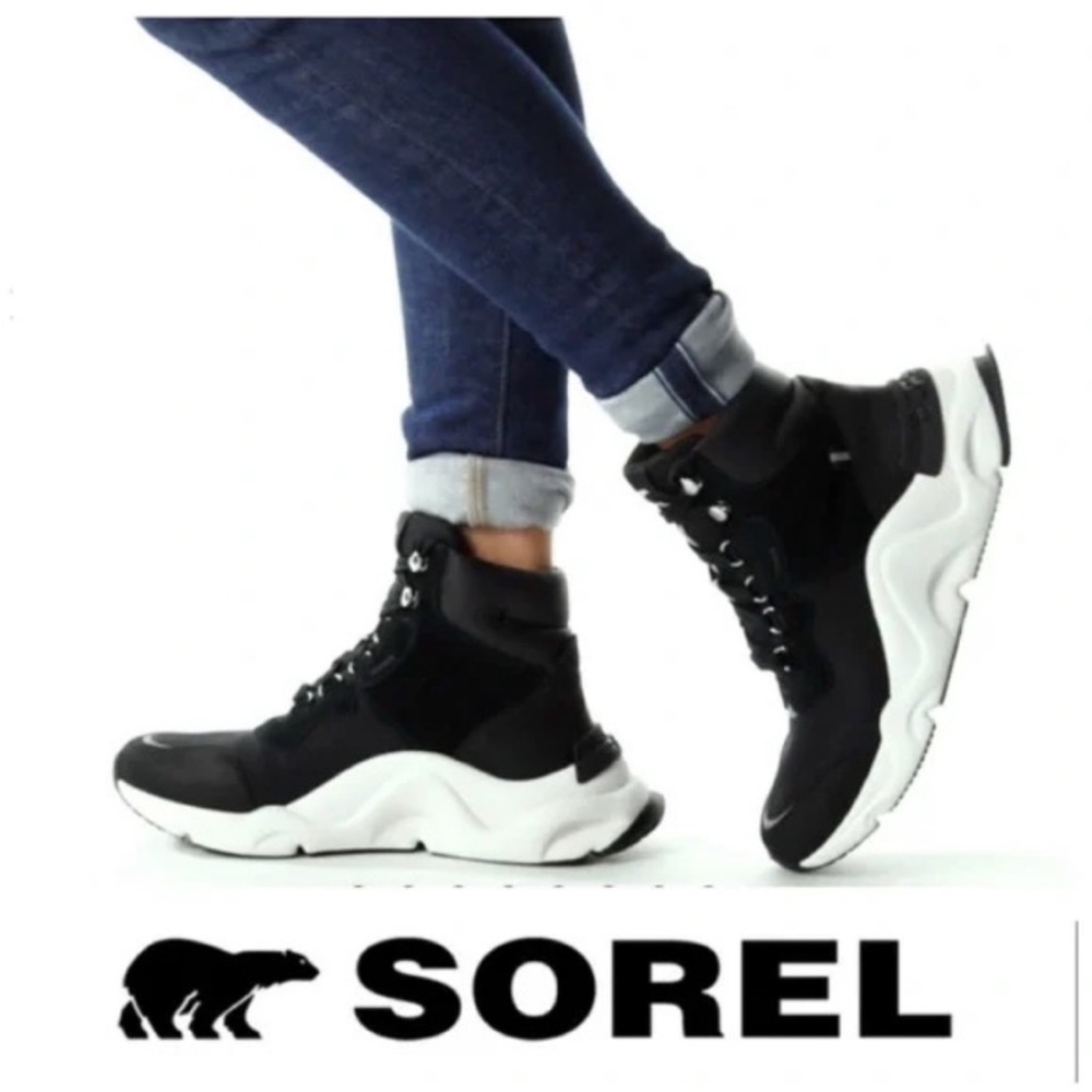 SOREL Kinetic RNEGD Conquest Waterproof Black Boot EUC
